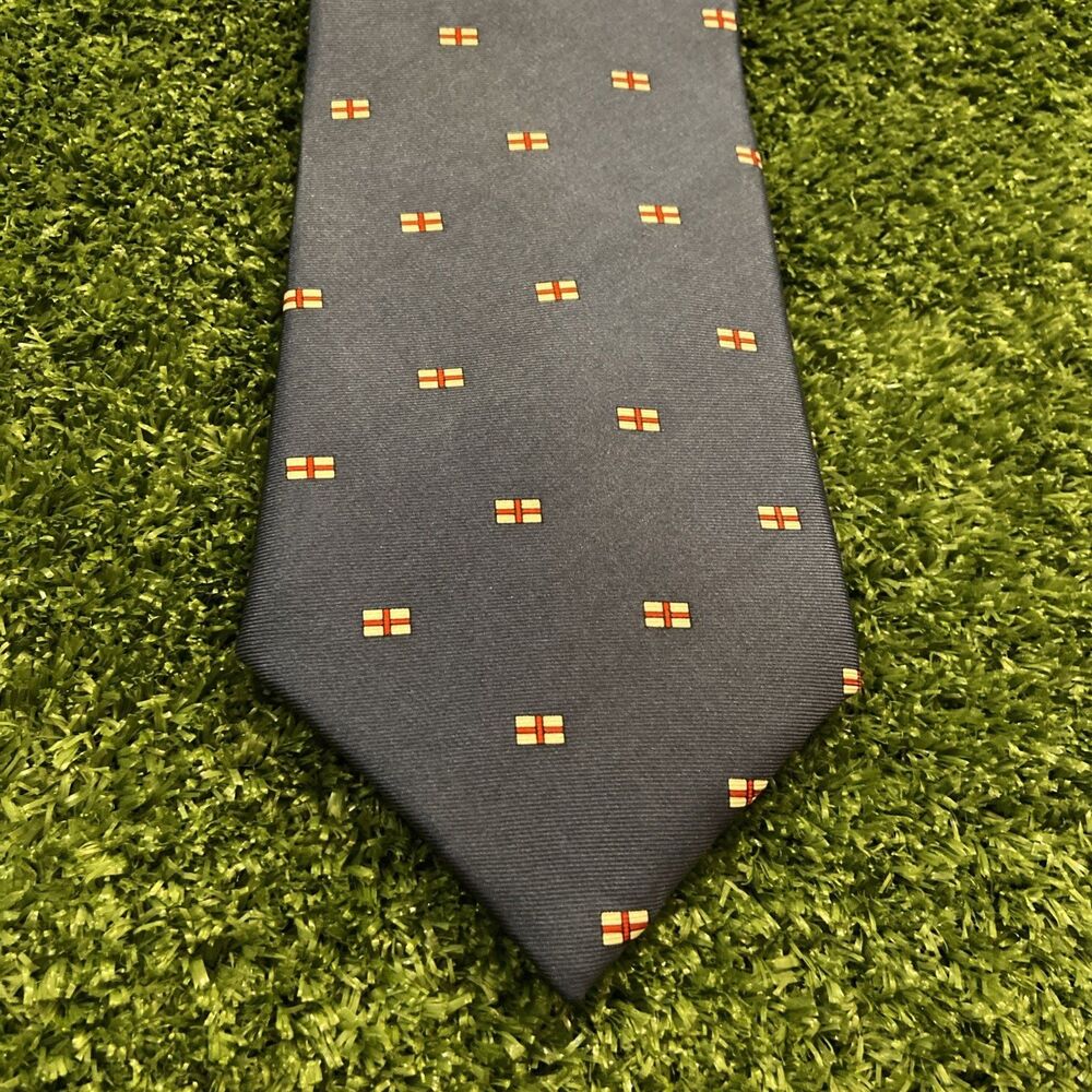 Fox & Chase England Flag Silk Tie St George’s Cross Navy Made In England